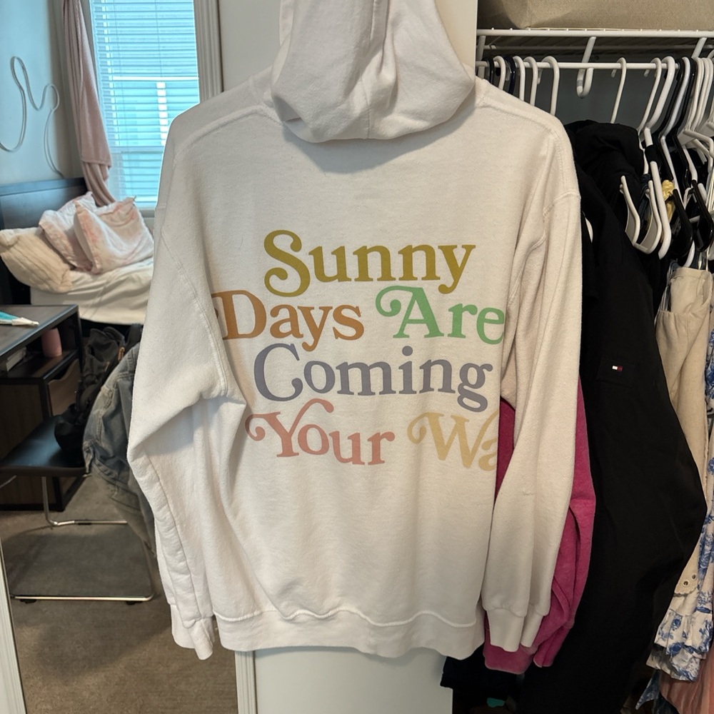 PacSun White Hoodie with Multicolor Text